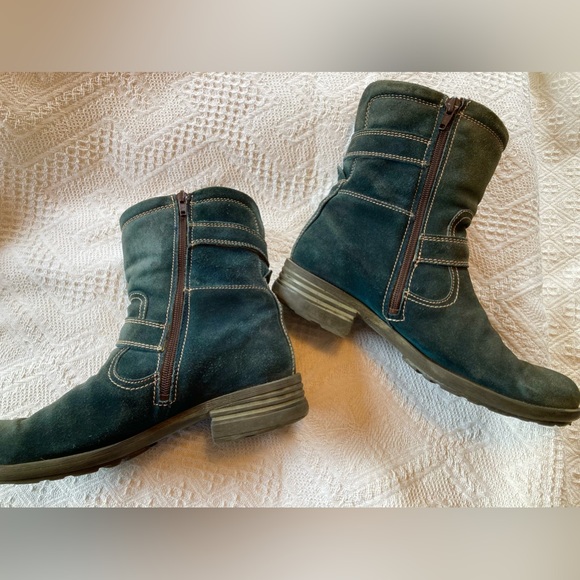 Turquoise Suede Boots Sz 39 - Picture 2 of 7